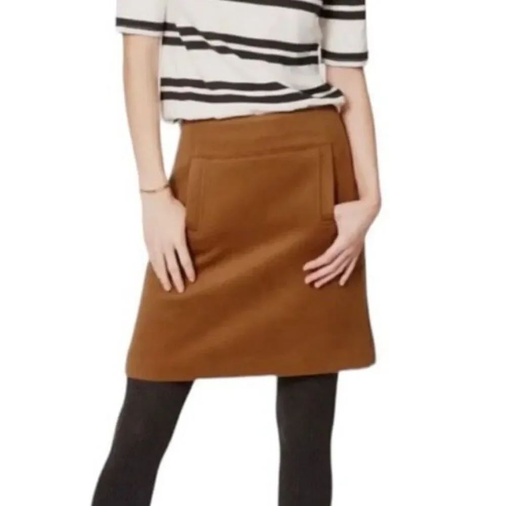 Loft Wool Blend Skirt size 10P Carmel Front Pockets